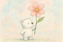 Little bear with pink flower by Imperial Art House