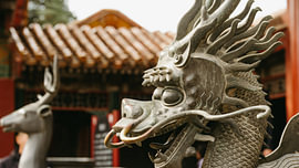 Stone dragon’s head for a temple roof