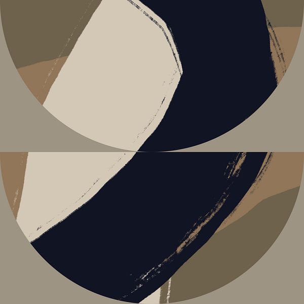 Abstrakte geometrische Formen in Schwarz, Weiß, Taupe II von Dina Dankers