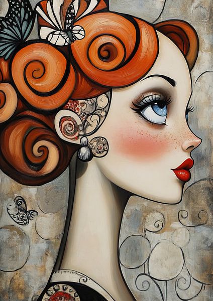 Mädchen mit Schmetterlingen von Blickfänger Gemälde