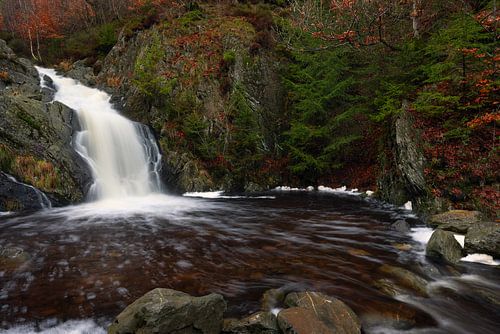 Waterfall Cascade du Bayehon during autumn in Ardennes.