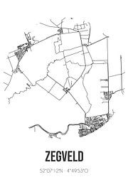Zegveld (Utrecht) | Carte | Noir et blanc sur Affiches de lieux