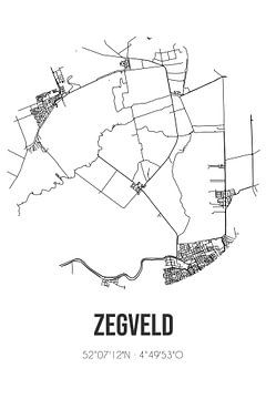 Zegveld (Utrecht) | Carte | Noir et blanc sur Rezona