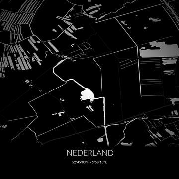 Carte en noir et blanc des Pays-Bas, Overijssel. sur Rezona
