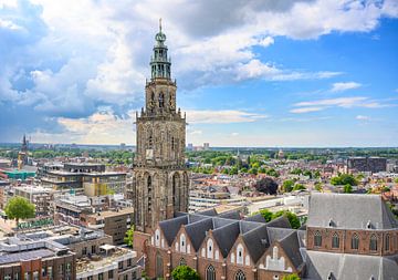 Martinitoren in Groningen skyline panoramisch uitzicht van Sjoerd van der Wal Fotografie