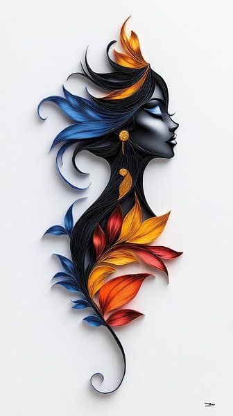 Vrouwenportretten in Papier, Goud en Multicolor van Gelissen Artworks