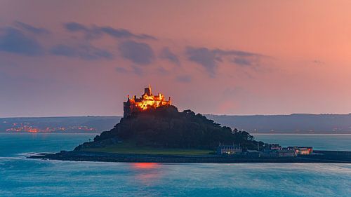 Coucher de soleil Mont St Michel, Cornouailles, Angleterre