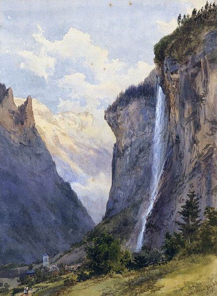 The Staubbach Falls in Lauterbrunnen (Switzerland), EDWARD THEODORE COMPTON, 1869 by Atelier Liesjes