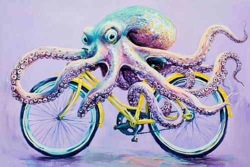 Octopus op fiets kunstwerk