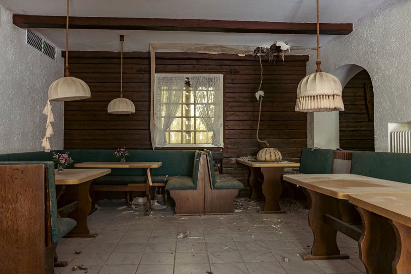 Abandoned Restaurant with Rustic Chairs by Het Onbekende