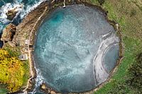 Aerial view of an island in the Azores