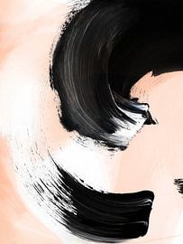 Strokes 30 | Black Brushstroke on Peachy Burnt Sienna by Menega Sabidussi