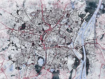 Kaart van Strasbourg in de stijl 'White Winter' van Maporia