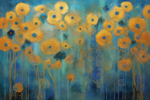 Yellow Flowers in Blue Light