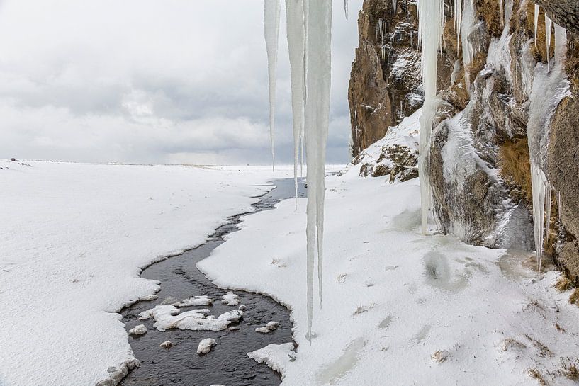 IJspegels aan de Skogar rivier in IJsland van Paul Weekers Fotografie