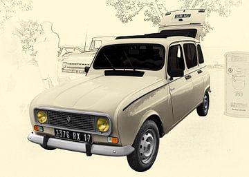 Renault 4 poster in antieke kunst van aRi F. Huber