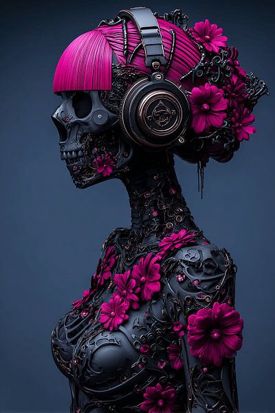 Skelet Bruid in Neon Beats van KRAB Obscura