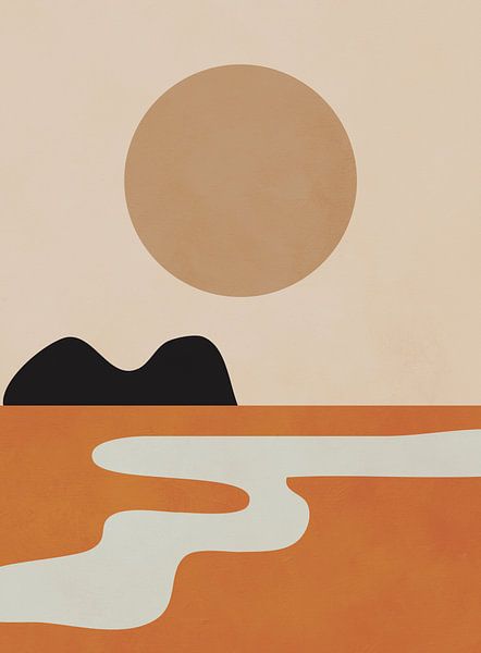 Serene Landscape With Minimalist Shapes by ThingDesign 