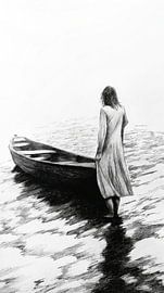 Vrouw verlaat de boot en gaat het water in