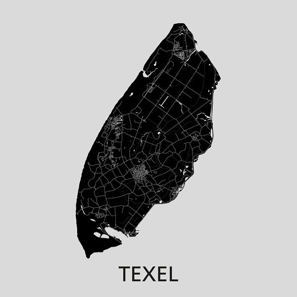 Texel Karte | Grau | Wandkreis von WeltkartenShop