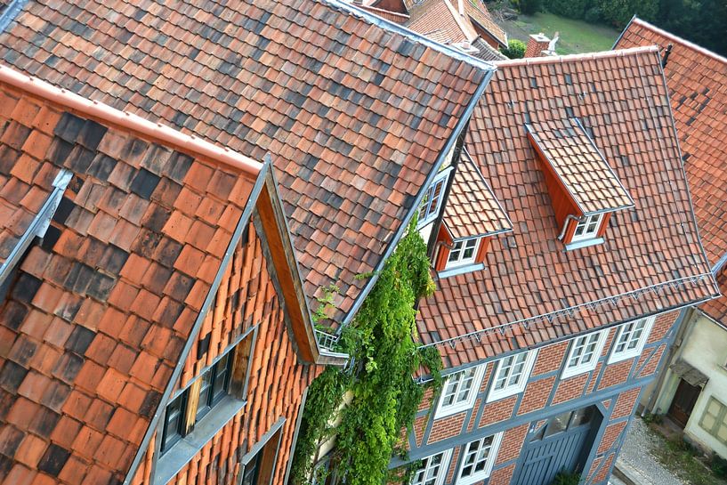View of the roofs of the historic old town of Quedlinburg by Heiko Kueverling