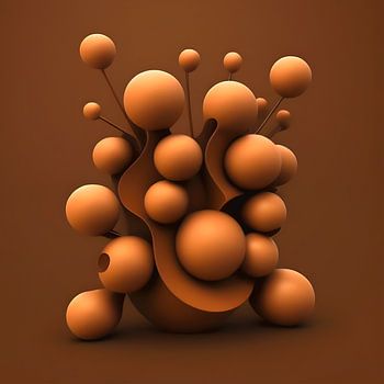 Objet 3d en couleurs brunes chaudes dans une lueur terracotta