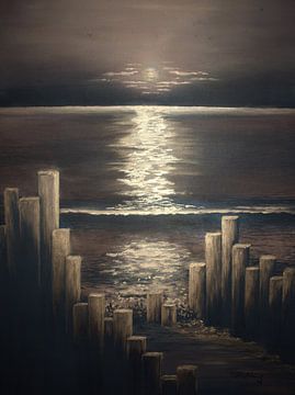Zonsondergang aan zee - Sfeer van maanlicht aan zee - Sylt van Edeltraut K. Schlichting