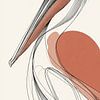 Pélican brun-rouge dans un style géométrique minimaliste sur Digital Picture Art