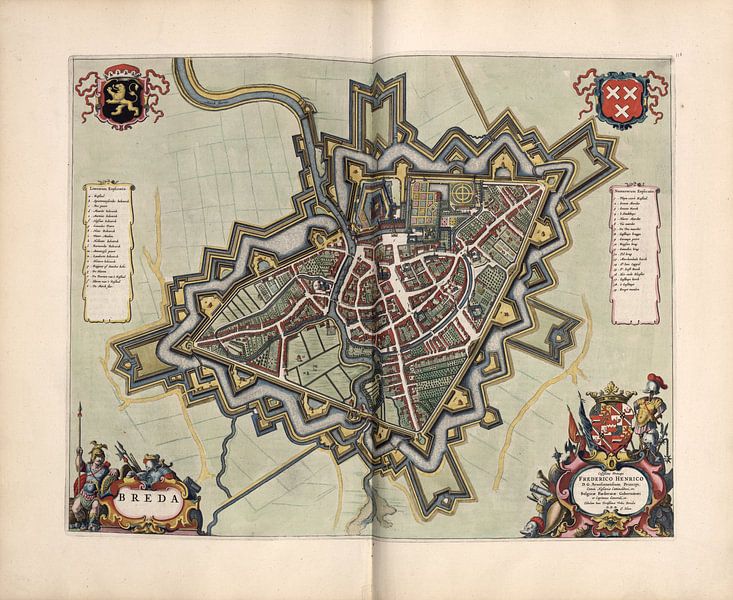 Breda, Stadtplan Joan Blaeu 1652 von Atelier Liesjes