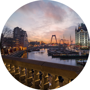 Willemsbrug met zonsondergang van Prachtig Rotterdam