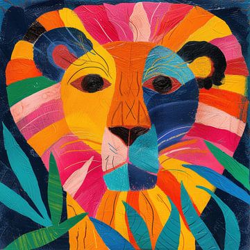 Poster Print lion multicolore sur Niklas Maximilian