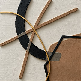 Japandi abstract artwork with texture and gold accents
