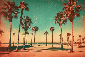 Sepia Palmbomen op een Zonovergoten Strand van Art & Soul Creations