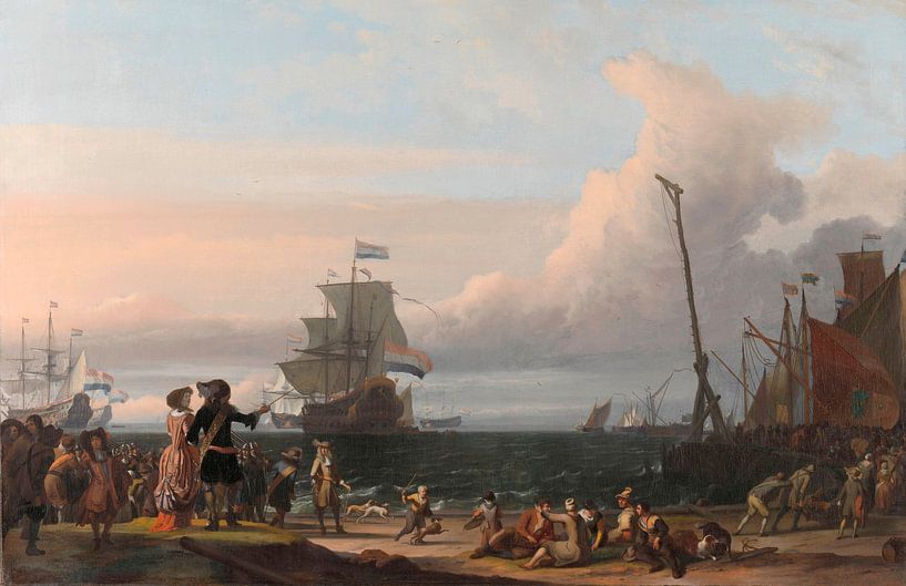 Dutch ships on the roadstead of Texel, Ludolf Bakhuysen by Masterful Masters