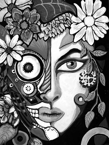 Bloemmechanica - zwart en wit van Patricia Piotrak