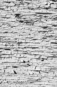 Peinture blanche s'écaillant sur un panneau de bois
