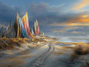 Verträumte Dünenlandschaft in Pastelltönen