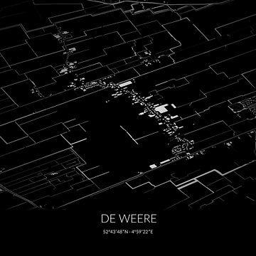 Black-and-white map of De Weere, North Holland. by Rezona