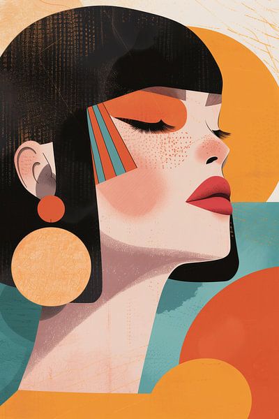 Moderne weibliche Porträtillustration. von Thea