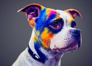 Porträt eines Hundes mit bunten Haaren, Art Illustration