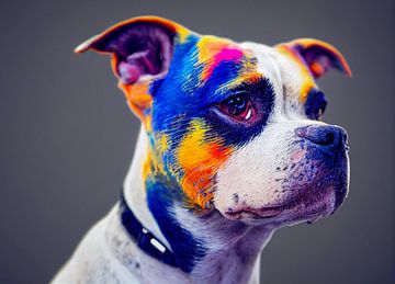 Portret van een hond met gekleurd haar, Kunstillustratie van Animaflora PicsStock