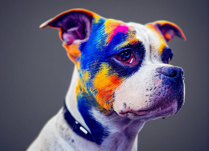 Portrait d'un chien aux poils colorés, Art Illustration par Animaflora PicsStock