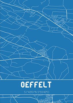 Blauwdruk | Landkaart | Oeffelt (Noord-Brabant) van MijnStadsPoster