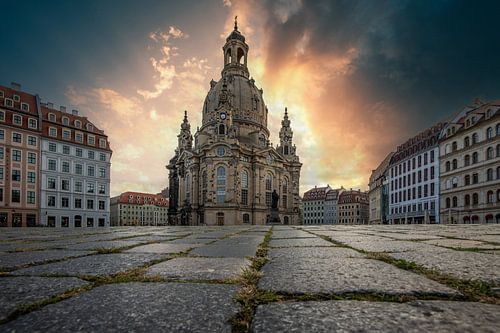 Uitzicht over de Neumarkt naar de Frauenkirche in Dresden