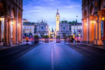 Blue Hour Enchantment: The Twin Churches of Turin by Bart Ros