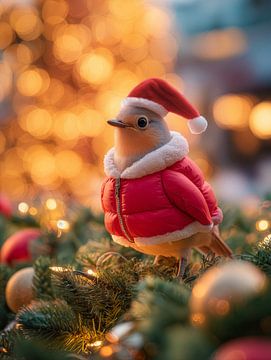 Kleine Vogel in Winterse Kerstsfeer