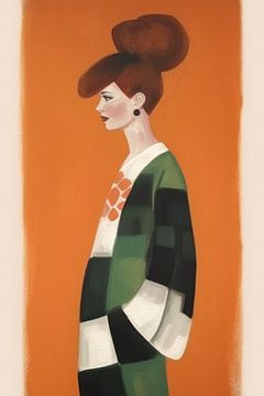 Modern en kleurrijk geïllustreerd portret van Carla Van Iersel