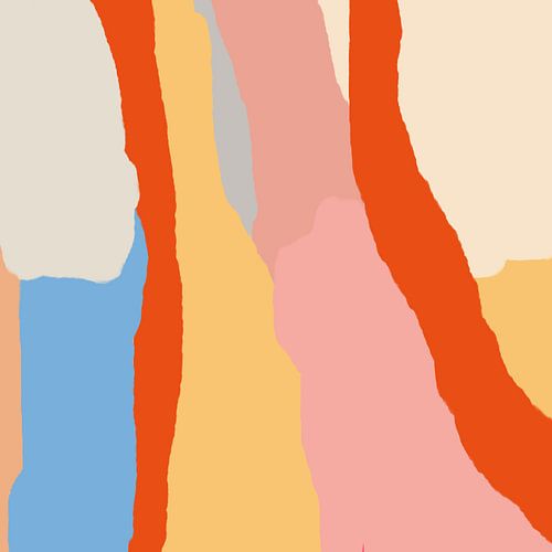 Pastels. Good vibes modern abstract schilderij in roze, blauw, geel, beige