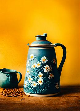 Still life with coffee pot and coffee beans by Maarten Knops
