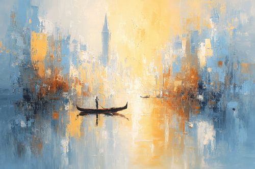 Gondolier in the Venice lagoon